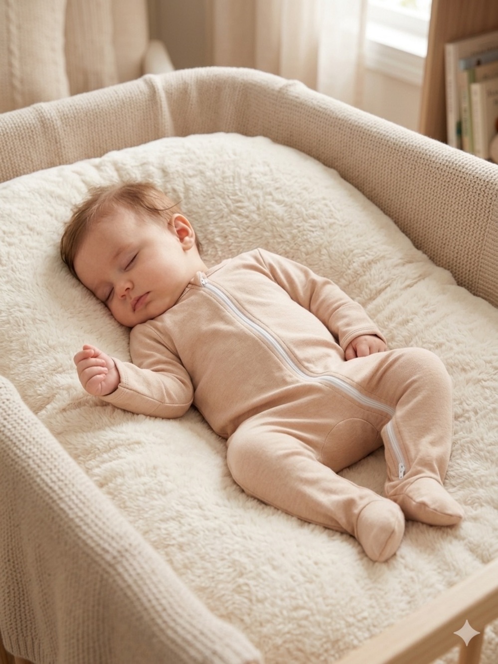NWT Baby Footed One-Piece Pajama with Two-Way Zipper & Cuffed Sleeves - Picture 3 of 5